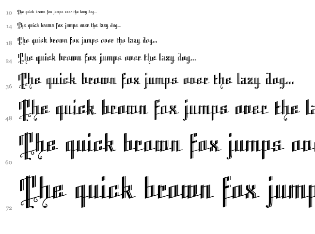 K22 Angular Text font waterfall